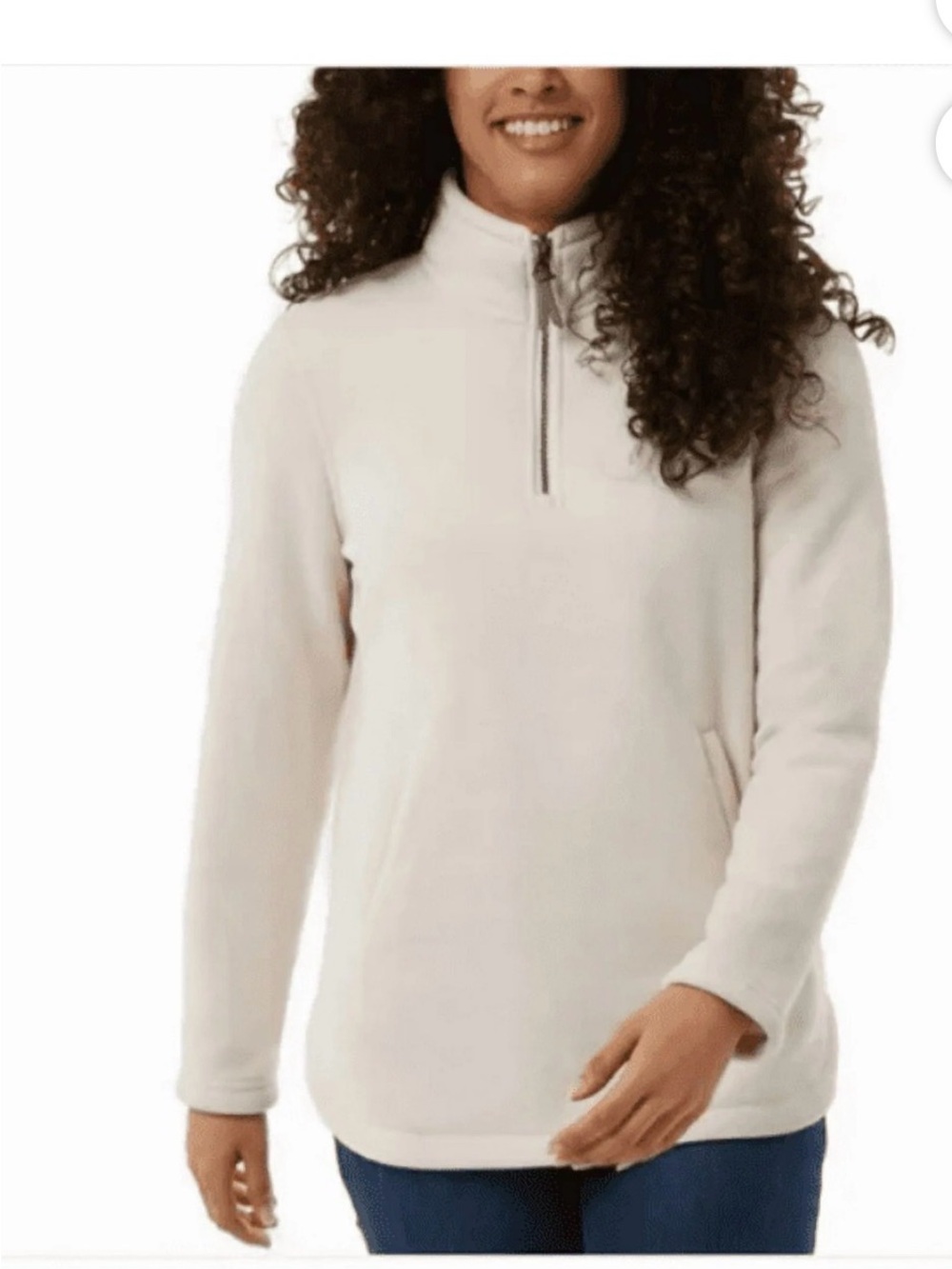 32 Degrees Heat Womens Quarter Zip Pullover Top, Cream Small
